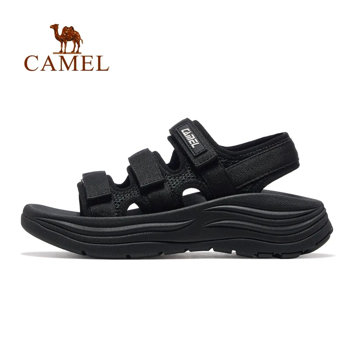 骆驼踏浪运动凉鞋男2025夏季男鞋防滑鞋子软底沙滩鞋男魔术贴鞋女