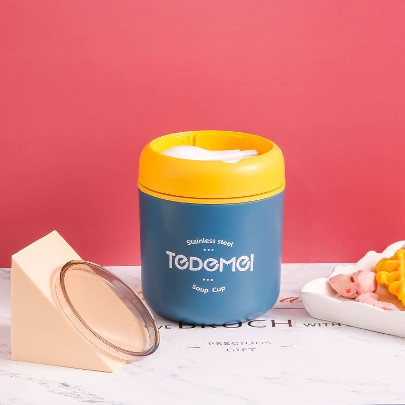 S17 (blue)304 stainless steel sealed thermos soup cup with spoon