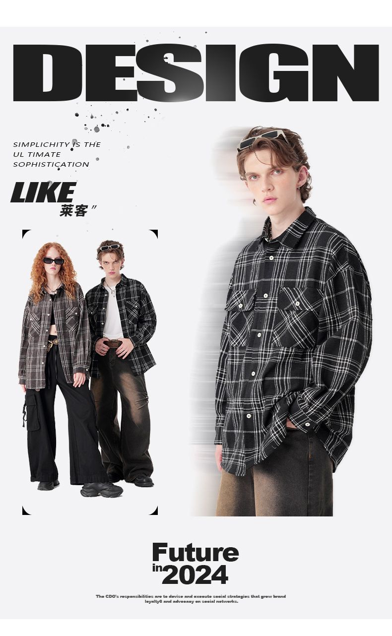 N/A | Checkered shirt men's autumn long sleeved jacket