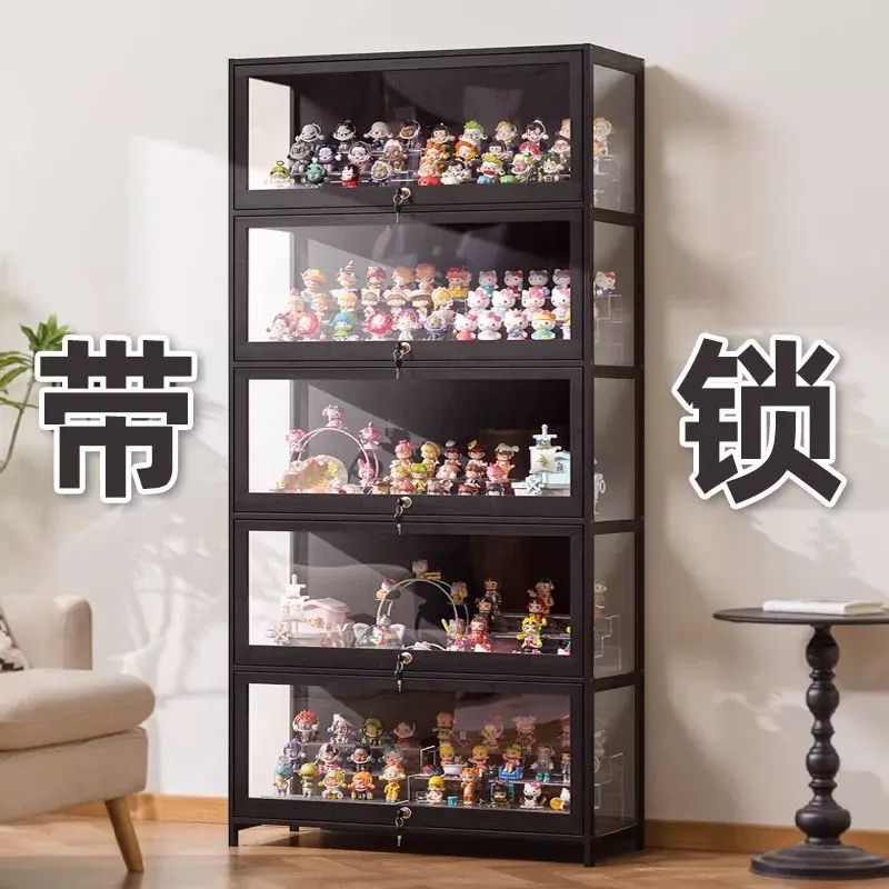 手办展示柜带锁亚克力展示架透明防尘模型公仔娃娃盲盒谷子展示盒