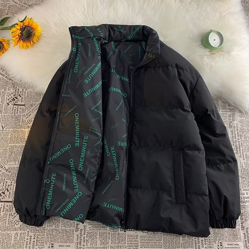2025新款冬季棉服棉衣男生加厚保暖面包服运动休闲潮牌帅气外套-黑色 M