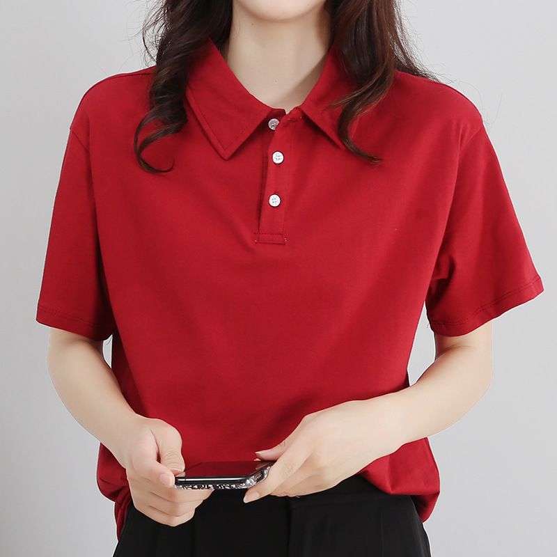 溫柔風紫色減齡Polo衫女裝 夏季日系純色翻領短袖T恤 寬鬆半袖潮- 蘭灰2385POLO衫短袖 S【建議90斤以下】