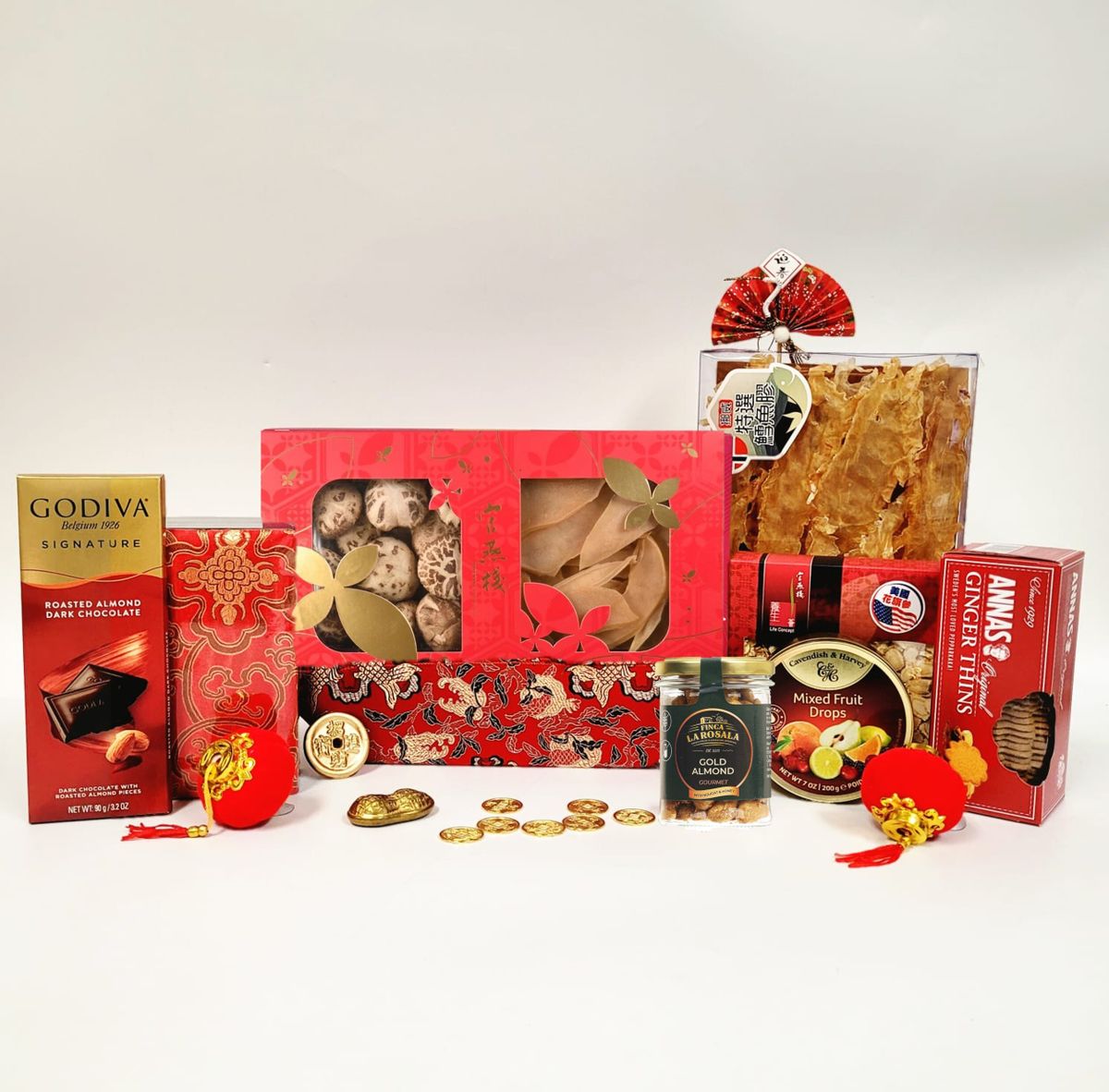 Festive Red Gourmet Hamper with Tea I Gift / Mid-Autumn Festival / New Year / Opening Congratulation