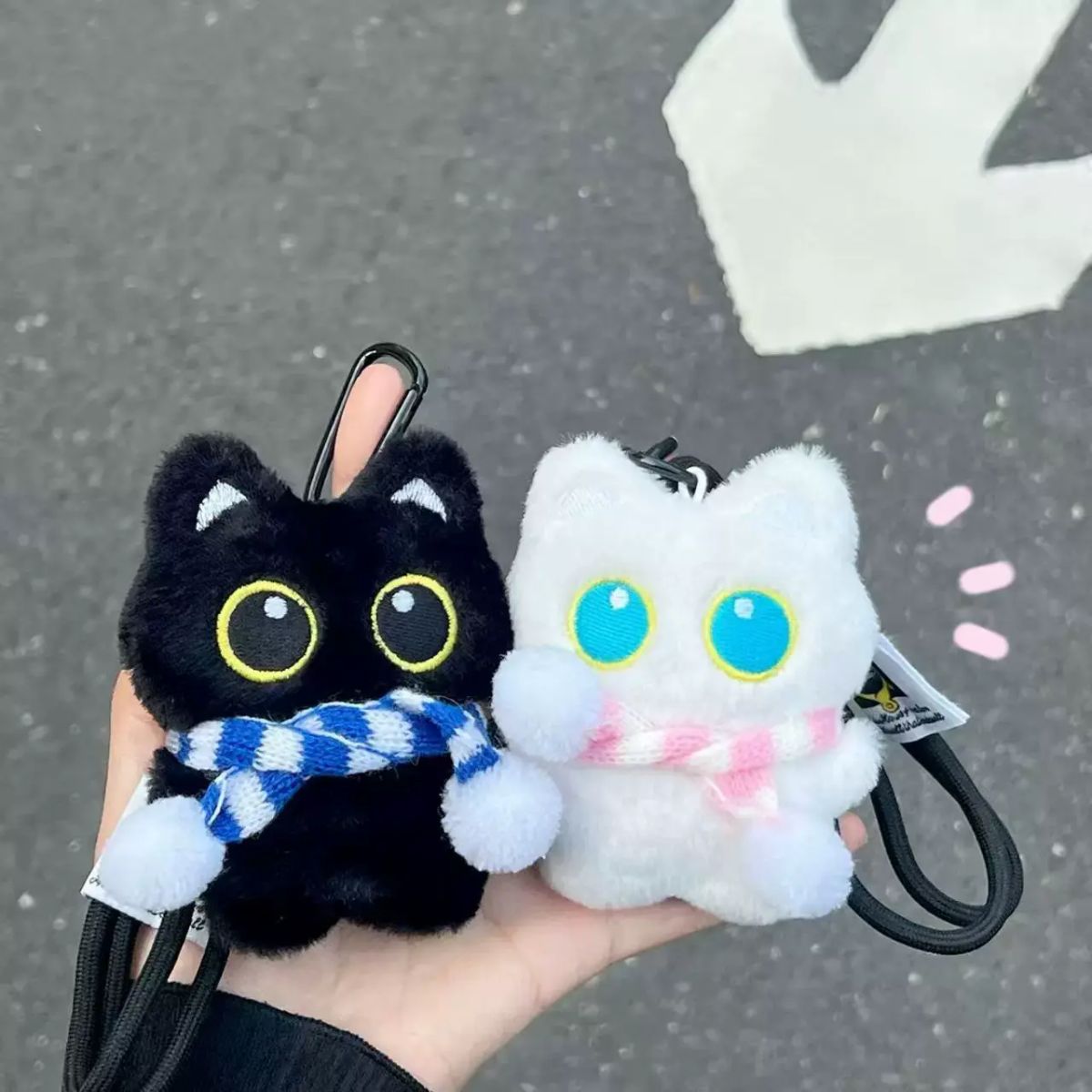 超萌情侣小猫毛绒公仔钥匙扣可爱学生书包小挂件ins风玩偶送闺蜜