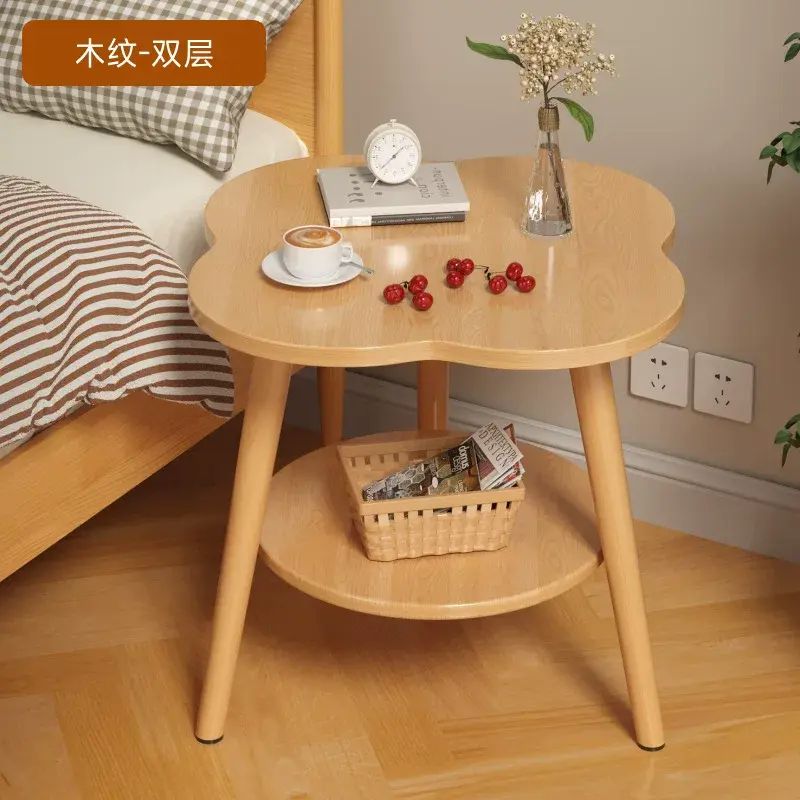 小圓桌茶几客廳家用梳化邊幾牀頭桌陽臺茶桌雙層現代簡約
