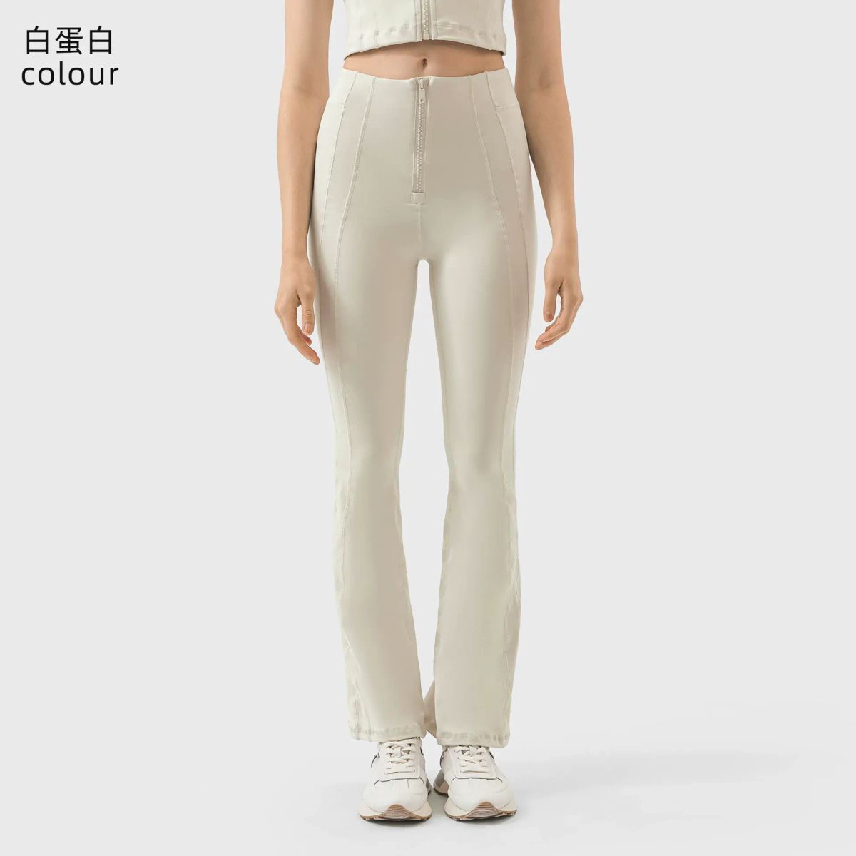 千禧新款拉链收腹提臀九分微喇裤百搭休闲运动跑步瑜伽裤女