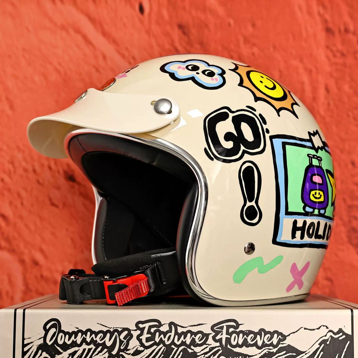 台湾JEF头盔摩托车复古盔男女3C四季机车骑行安全帽秋冬3/4盔