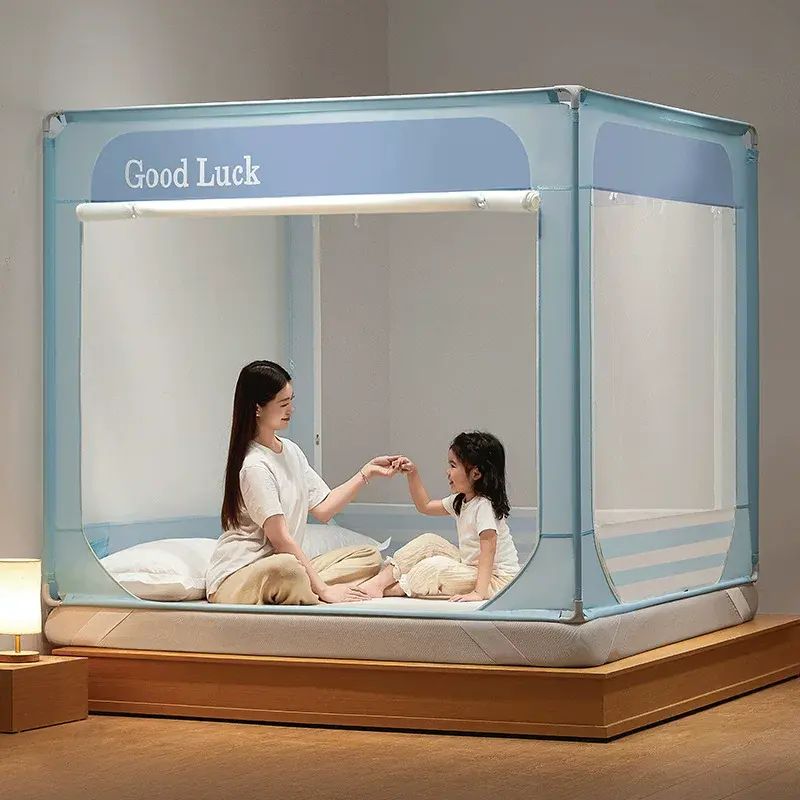 防摔蚊帐2026新款家用卧室儿童婴儿防掉床床笠式坐床纹帐-多款