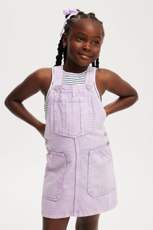 Cotton On Kids - Alice Denim Pinafore - Lilac drop/wash