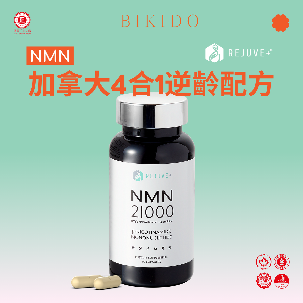 加拿大 NMN 21000 4合1逆齡配方 60粒  | 100%純度 天然配方 延緩衰老 心血管健康