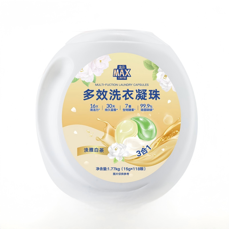 盒馬MAX多效洗衣凝珠15g*118顆淡雅白茶平行進口