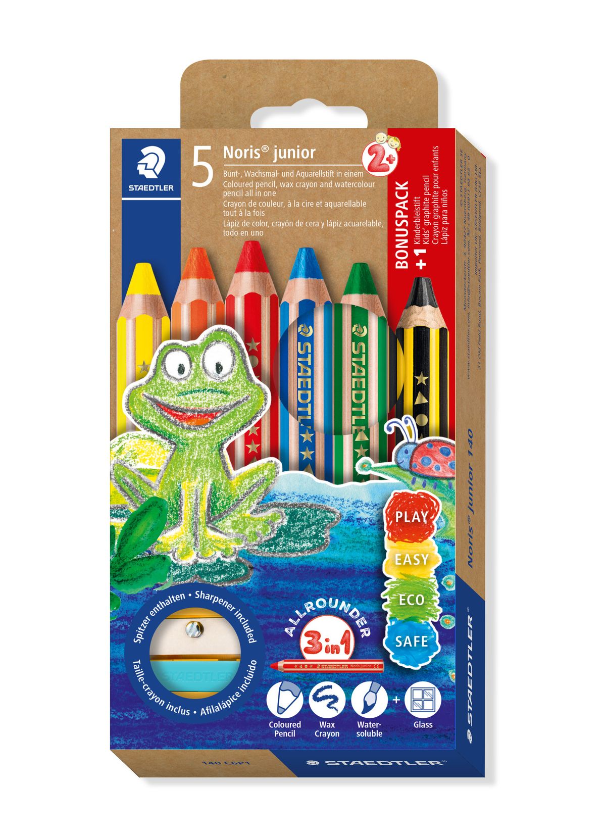 Noris junior 3 in 1 kids' colouring pencils 5 Color + 141 kid's graphite pencil 2B (Random Packing)