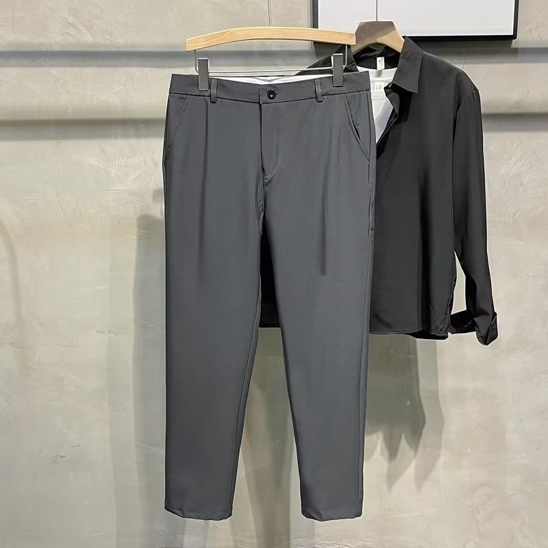 Men's Business Casual Matching Suit Pants Trendy Men's 9/10 Length -Dark gray Twenty-seven