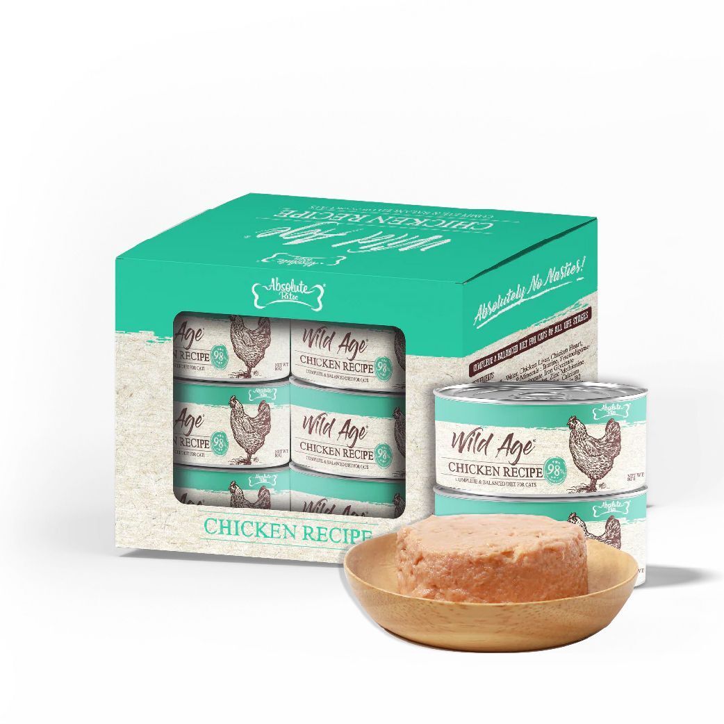 Absolute Bites | 4121 - Wild Age全面均衡膳食雞肉貓主食罐頭 ( 80g x6罐(湖水綠)(1盒装)#AW ...