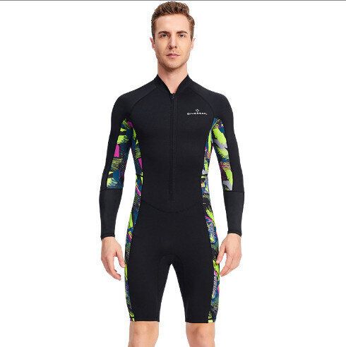 連體長袖防曬潛水衣1.5mm浮潛衝浪保暖游泳短褲( M-3XL碼)(下單後請聯絡客服確認發貨尺碼及顏色)