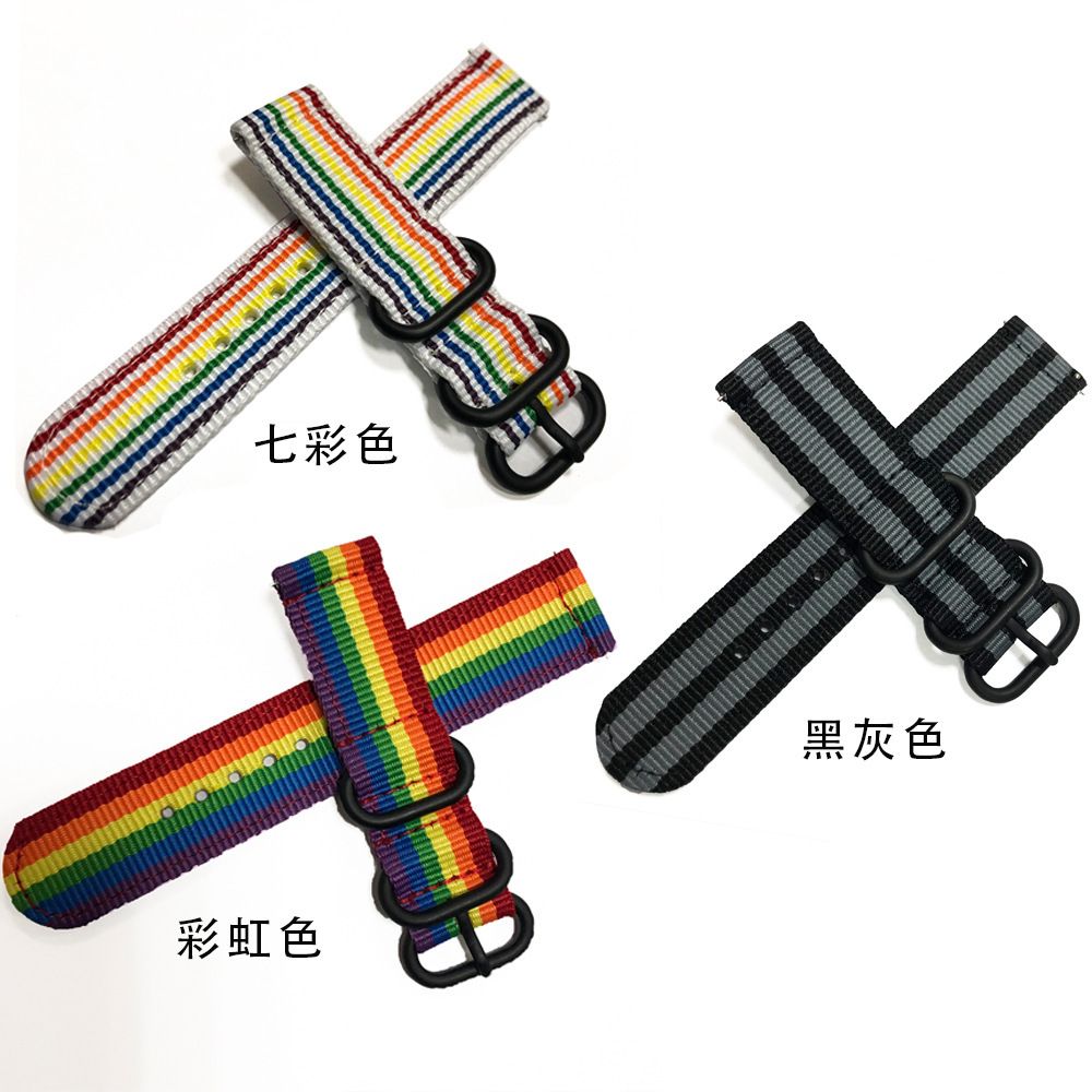 適用三星Gear S3 S2快拆錶帶 加厚尼龍帆布 9色 熱賣款- 紅色 18mm