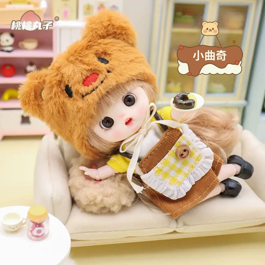 桃桃丸子黄油甜心小熊 BJD同款换装娃娃 ob11潮流摆件4.5寸公仔