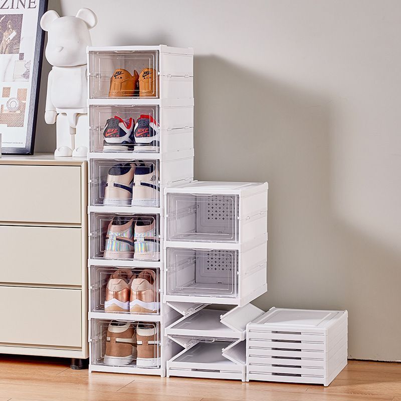[Three layer] Folding shoe box, shoe rack, shoe cabinet, thickened transparent storage shoe box