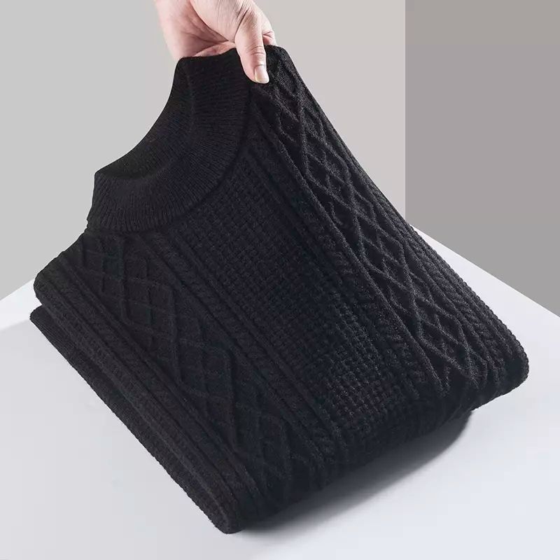 中年仿羊绒衫男士秋冬季重磅加厚保暖毛衣男套装针织打底衫爸爸装