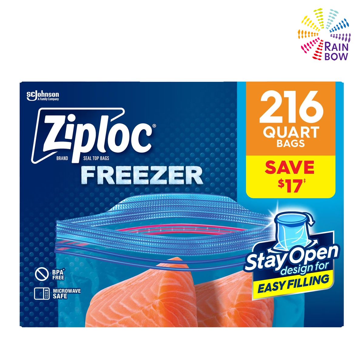 密保諾| Ziploc 雙層夾鏈多用途冷凍保鮮袋216個(平行進口) (48791