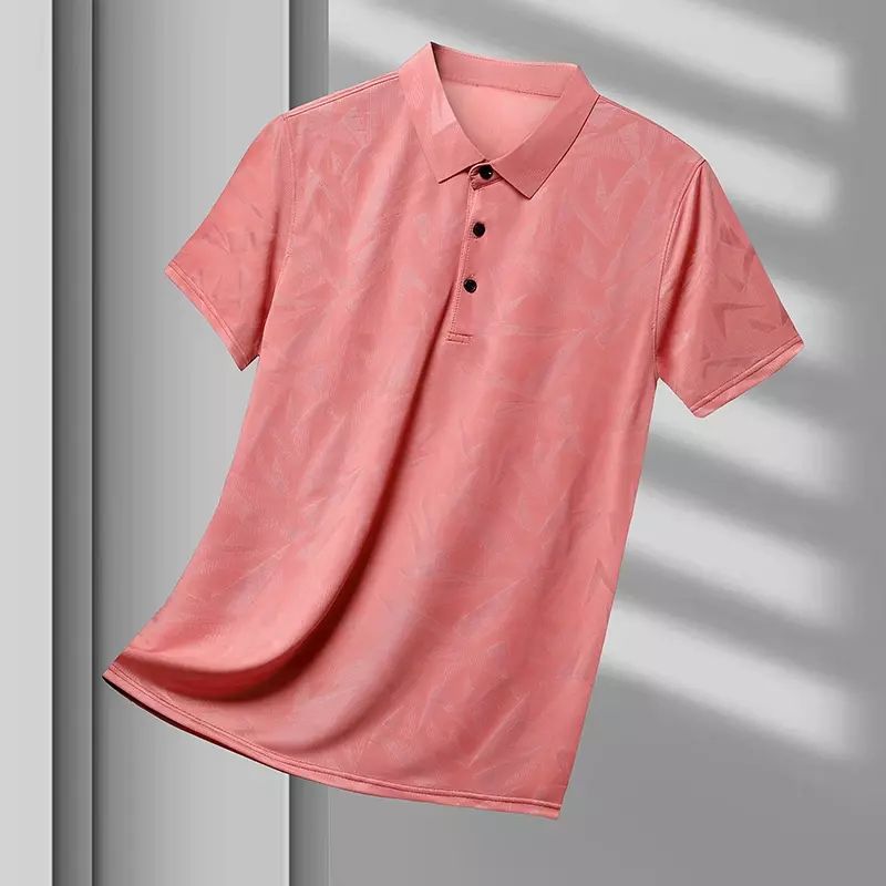 中年冰感枫叶提花短袖POLO衫男士夏季薄款爸爸装商务休闲翻领t恤