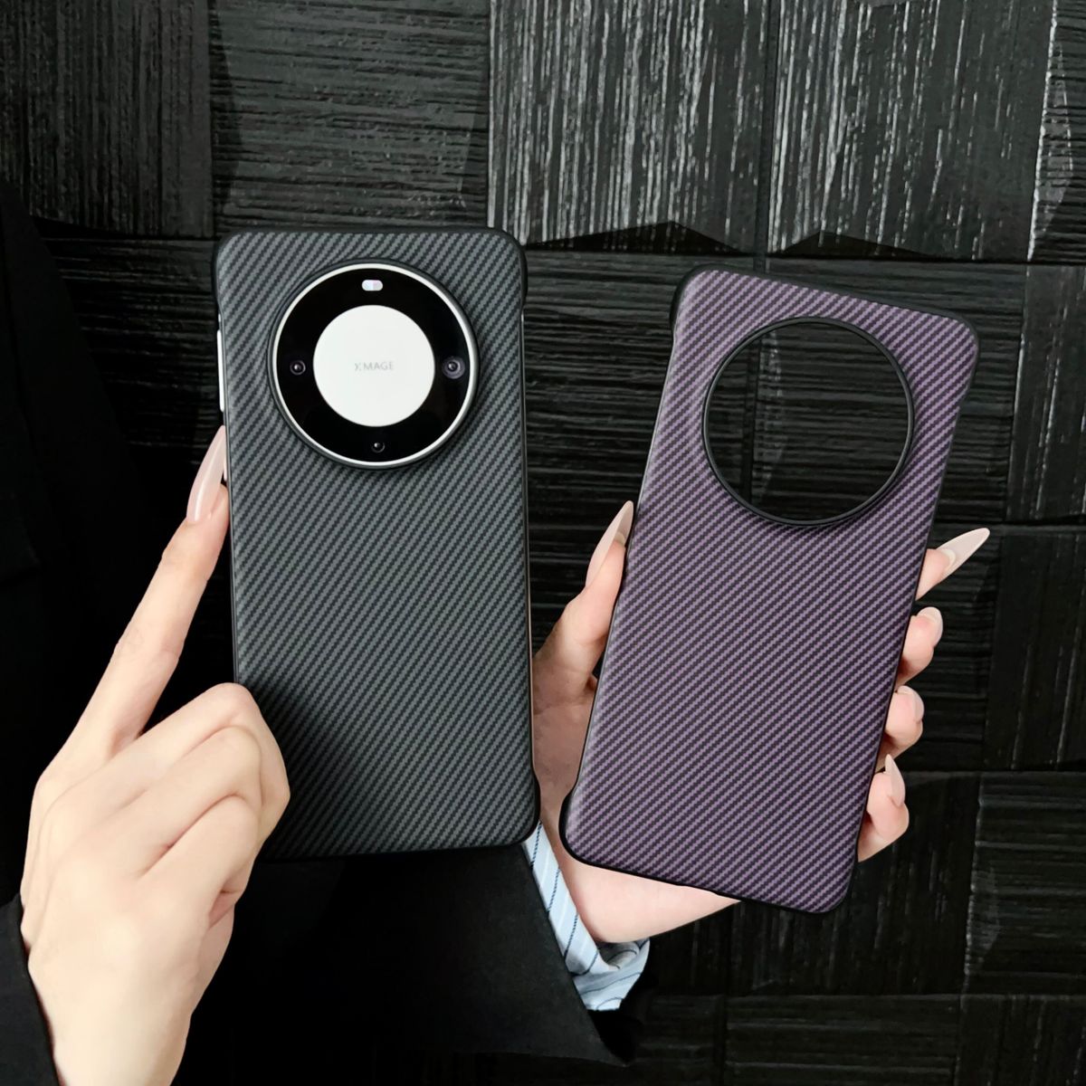 凯夫拉超薄手机壳Mate70适用保护套定制芳纶荣耀Magic6纤维方格防摔抗指纹黑色商务Mate60-黑绿色 华为 Pura 80 Pro