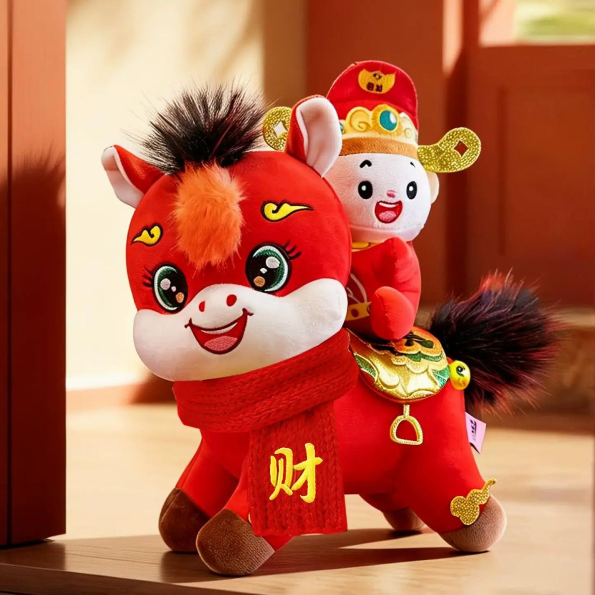 HOT | 2026馬年吉祥物公仔生肖馬毛絨玩具可愛小馬玩偶年會馬上發財+財神+財圍巾25釐米 | HKTVmall The Largest ...