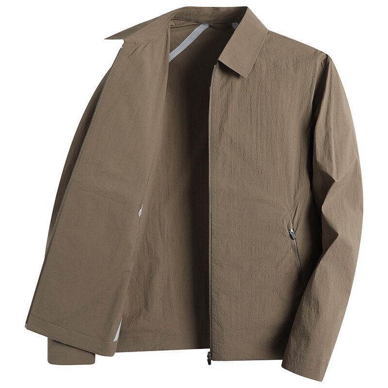 男士春夏薄款翻领夹克外套新款压胶无痕休闲外套防晒皮肤衣