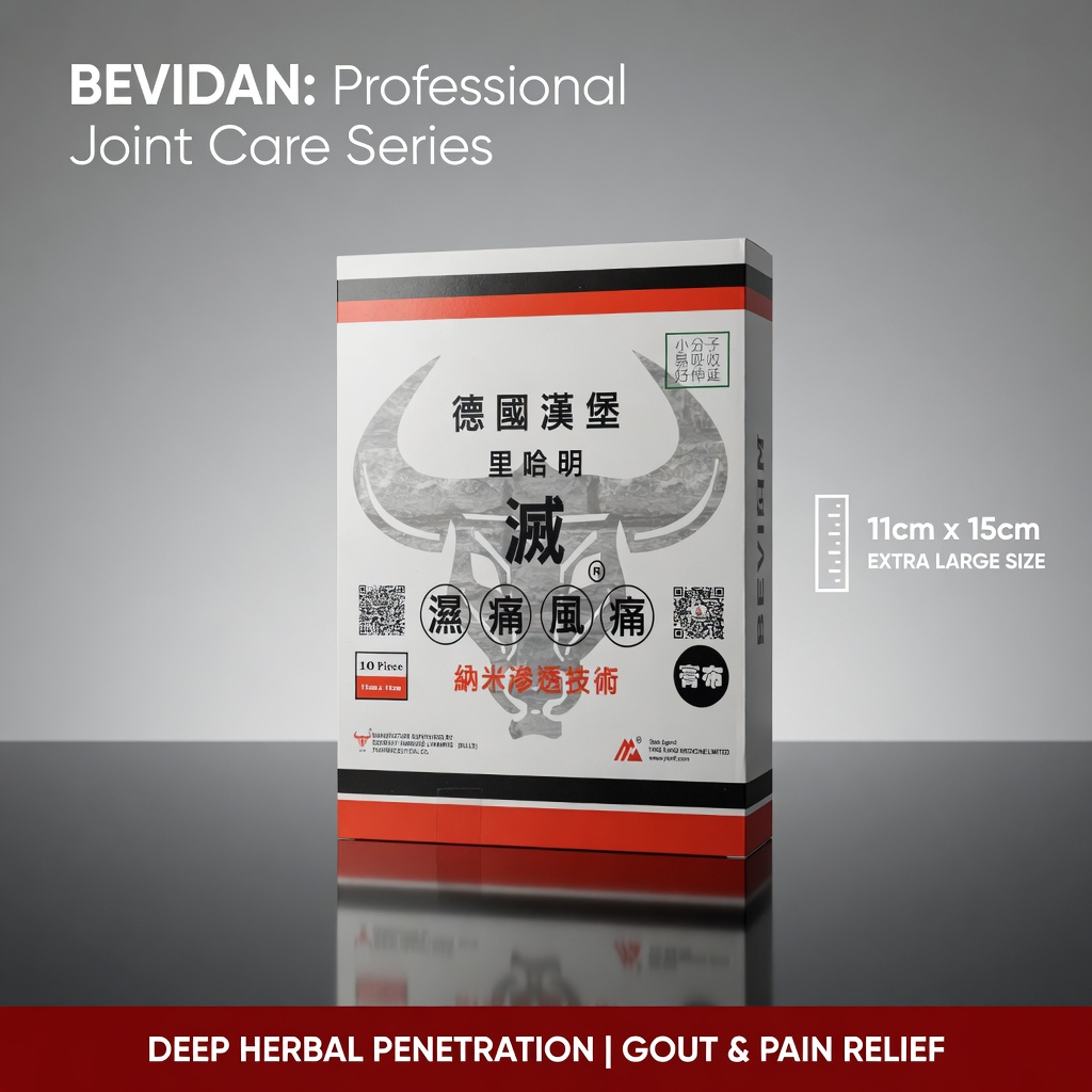 德國漢堡里哈明 (BEVIDAN) 滅濕痛風痛膏布 (11x15cm) 10片裝｜台灣製造 艾草薑油精油配方 深層滲透 消腫止痛 舒緩關節痛 袪濕