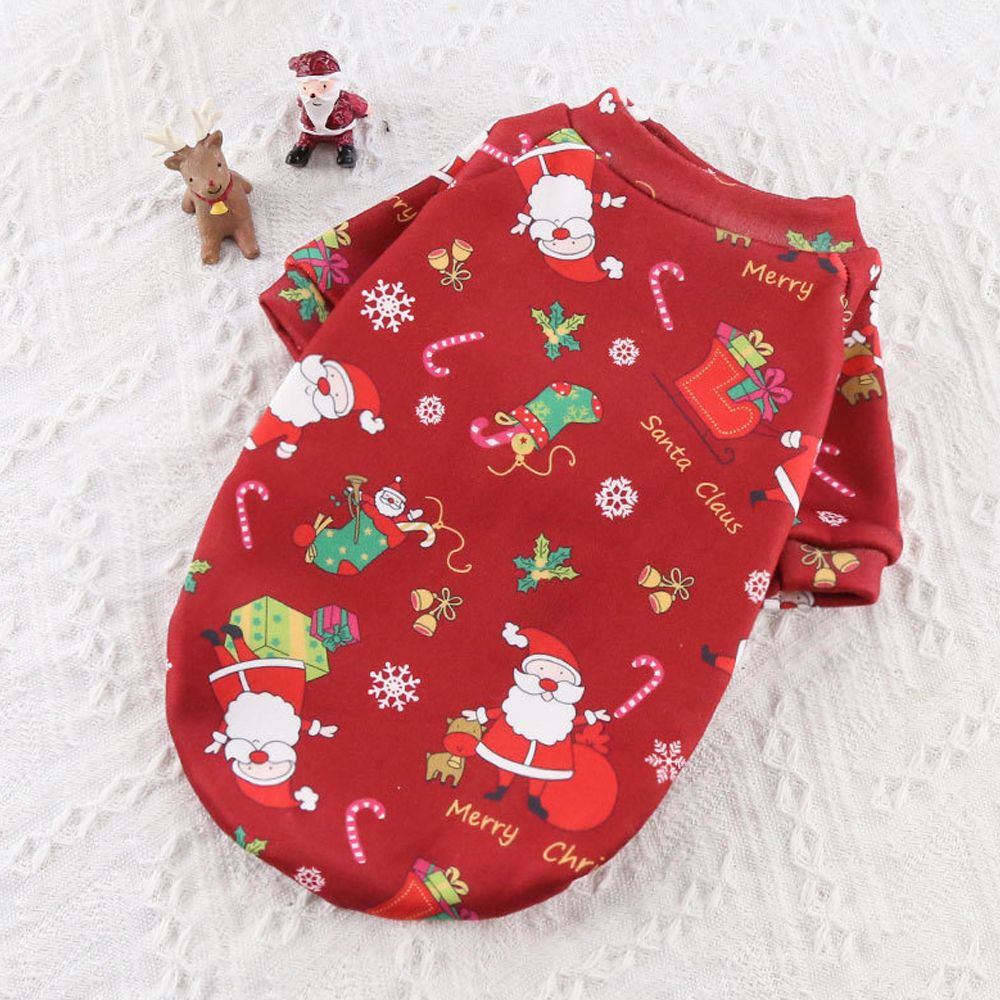 狗狗圣诞宠物衣服，节庆狗狗装饰红色棉衣服