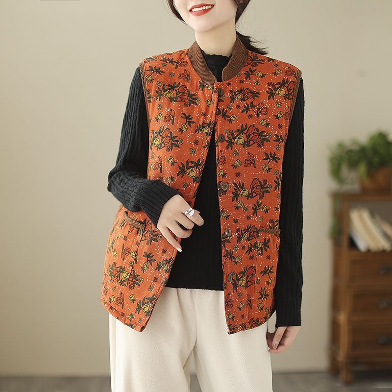 Real time spot 2025 autumn and winter new cotton and linen loose oversized vest