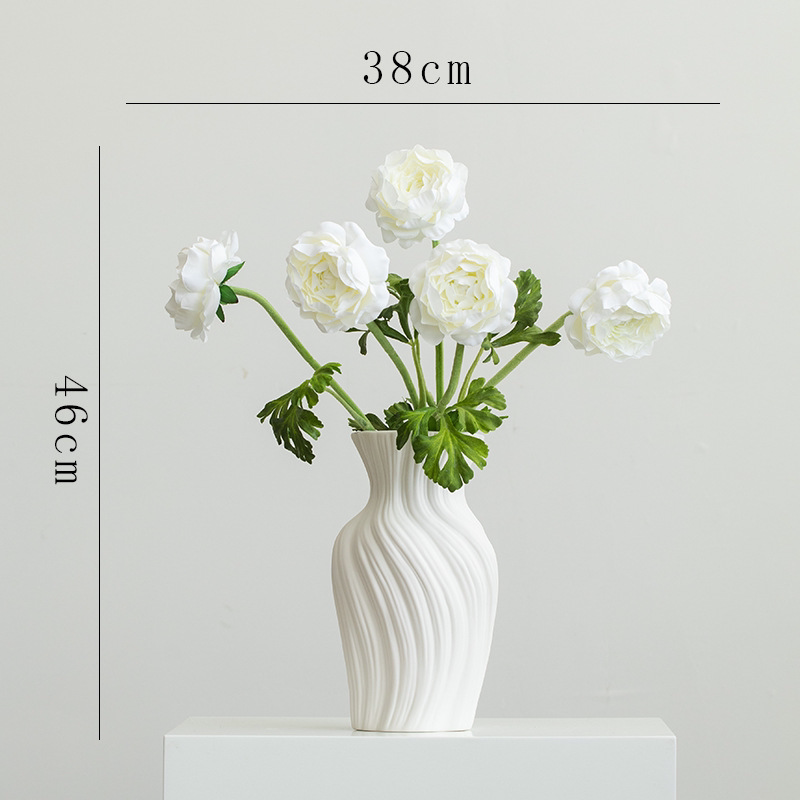 簡約創意白色陶瓷花瓶餐桌插花擺件高階感客廳乾花水培裝飾品