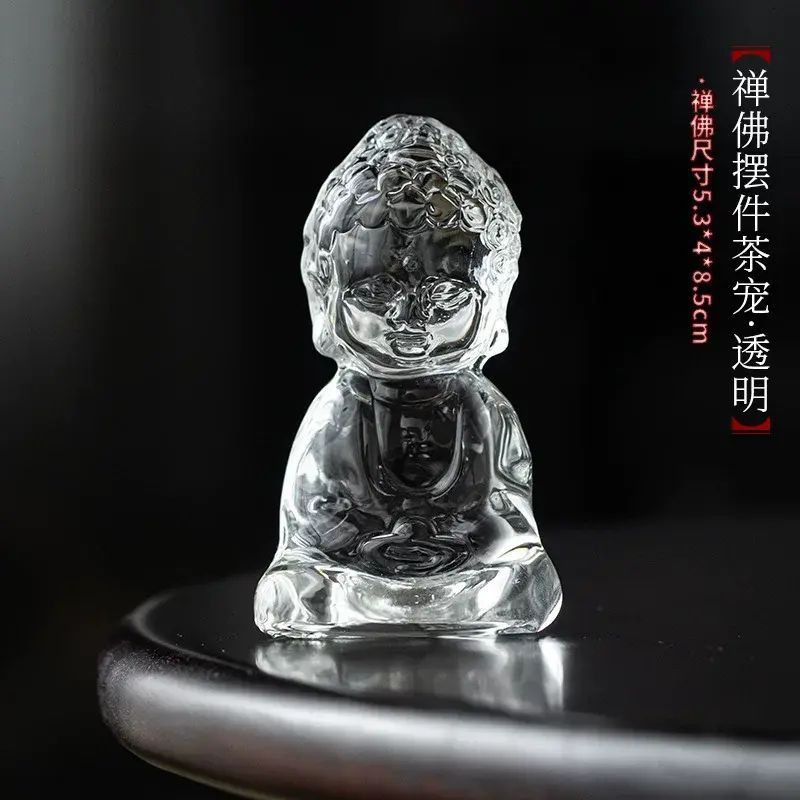 古法琉璃小和尚茶寵擺件禪意玻璃如來小佛像功夫茶具茶盤茶道配件