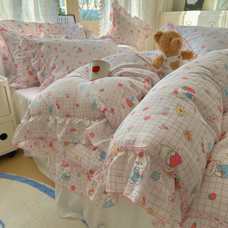 Four-piece / Three-piece bed sheet and pillowcase set, high-quality washed cotton set