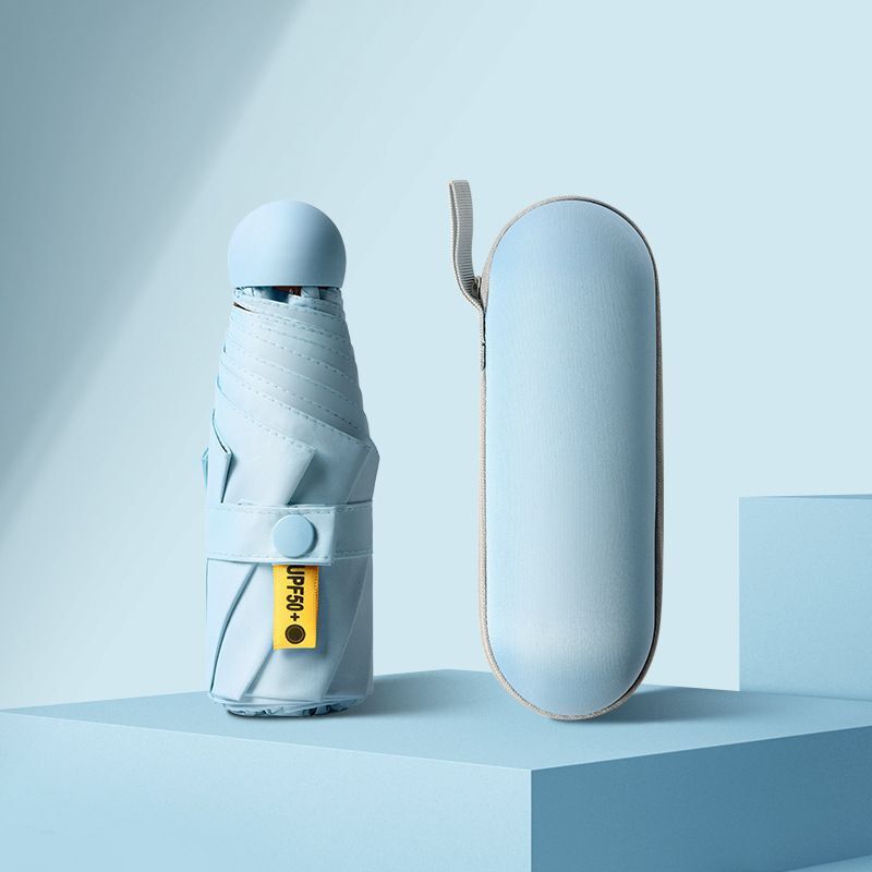 B26（blue）6-rib mini black vinyl parasol sun protection and UV protection sunny and rainy sun