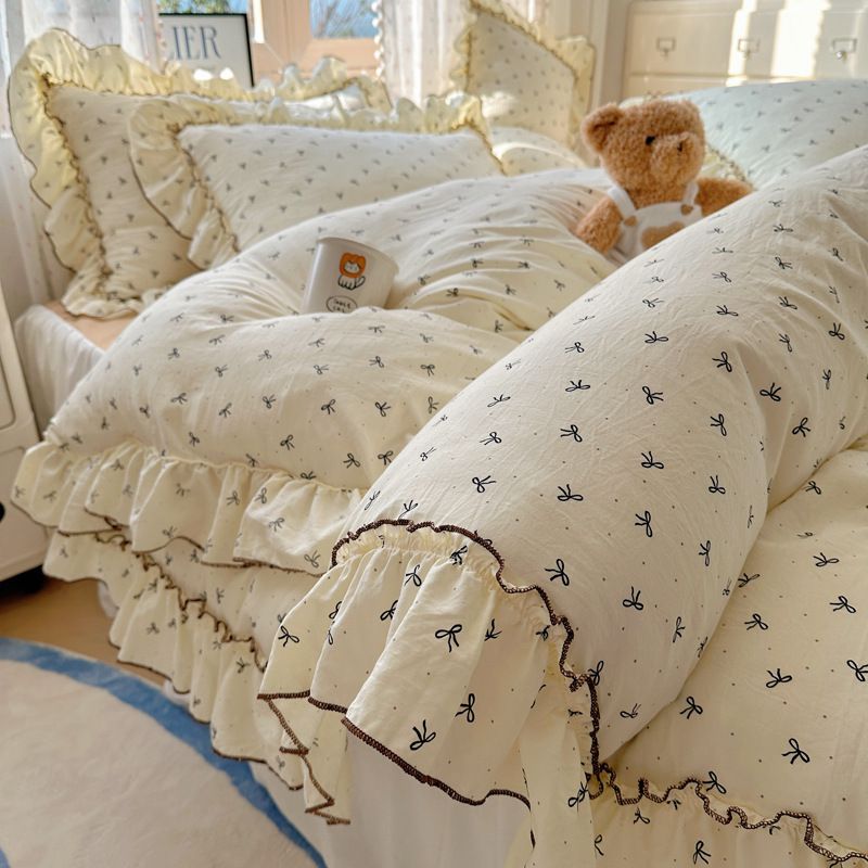 Four-piece / Three-piece bed sheet and pillowcase set, high-quality washed cotton set