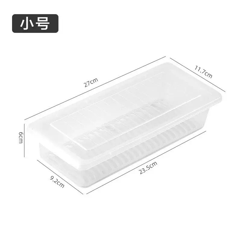 Freezer Fish and Meat Draining Container, Kitchen Storage Box, Plastic Rectangular with Lid