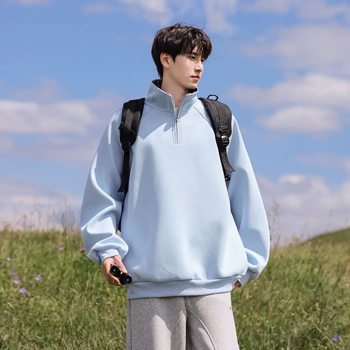 拉链秋季卫衣外套针织立领长袖