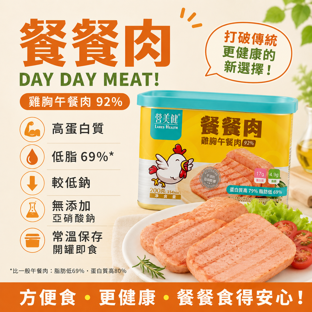 餐餐肉 - 雞胸午餐肉 高蛋白(200g x 1)