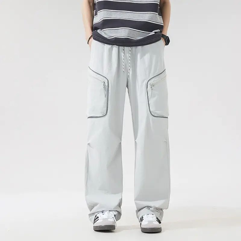 男士阔腿休闲裤伞兵裤工装裤美式速干薄款男生工装裤子