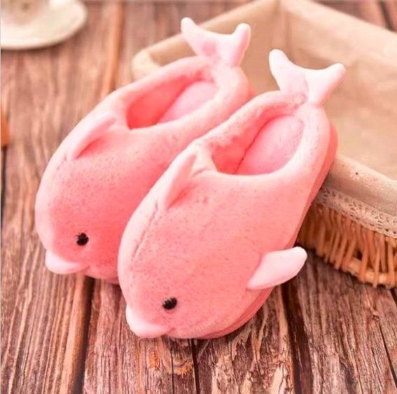 【特價品】可愛寶寶保暖防滑拖鞋26-27碼(海豚 粉色)外長約19cm內長約16cm(陳列品 介意勿拍)#KHH