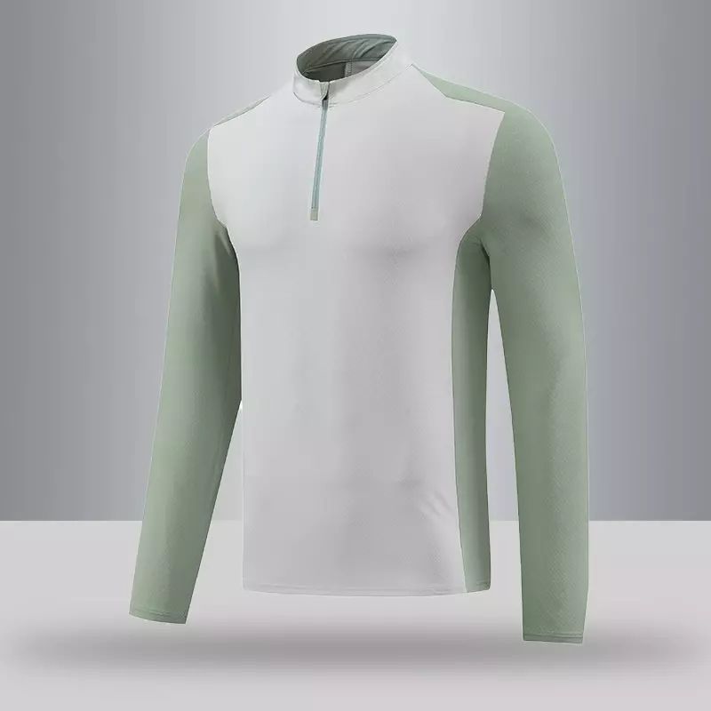 半开拉链立领运动长袖健身速干衣男透气吸湿训练T恤跑步轻薄上衣