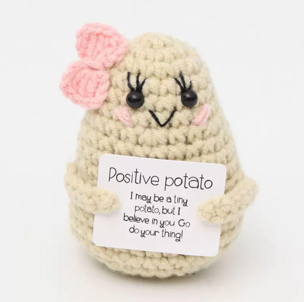 爆款加推 | [粉紅色蝴蝶結] Positive Potato 手工毛線土豆薯仔玩偶 冷織搞鬼公仔擺件 #生日禮物 #聖誕禮物 #聖誕交換禮物 ...