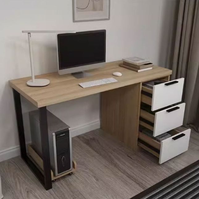 北歐書枱簡約現代多功能電腦枱家用辦公枱寫字枱伸縮轉角學習枱100CM（不含凳）