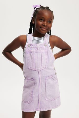 Cotton On Kids - Alice Denim Pinafore - Lilac drop/wash