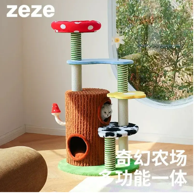 zeze奇幻农场猫爬架猫窝猫树一体不占地四季通用跳台猫窝猫抓用品