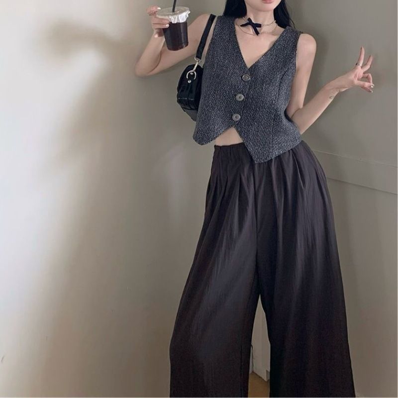Small French Style Sleeveless Nipple Cover Black Vest Backless Top Summer Slimmin-Jacket S