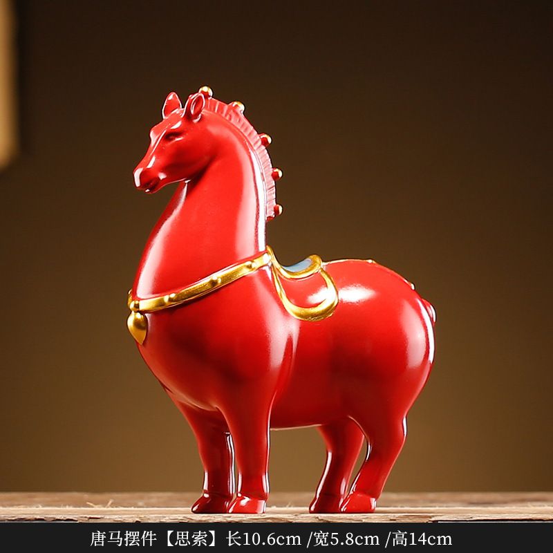 Chinese Creative Tangma Ceramic Ornaments Gift Crafts Horse to Success Office Desk Living Room Study