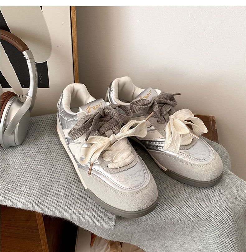 Fashion Trends Increase All Match Flat Skate Shoes Women's New Spring Fall Lightweight Low Top Round