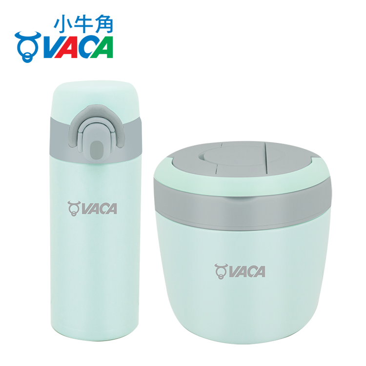Stainless Steel Vacuum Gift Set: One-Touch Mug 360ml + Lunch Box 970ml - Aqua Green (VSS216G)